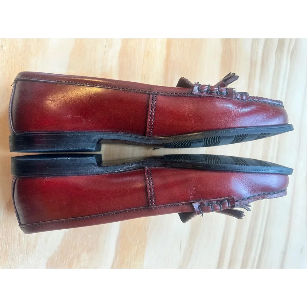 GH Bass Tassel Loafers Burgundy Leather Kiltie Made in USA Womens 9.5 M